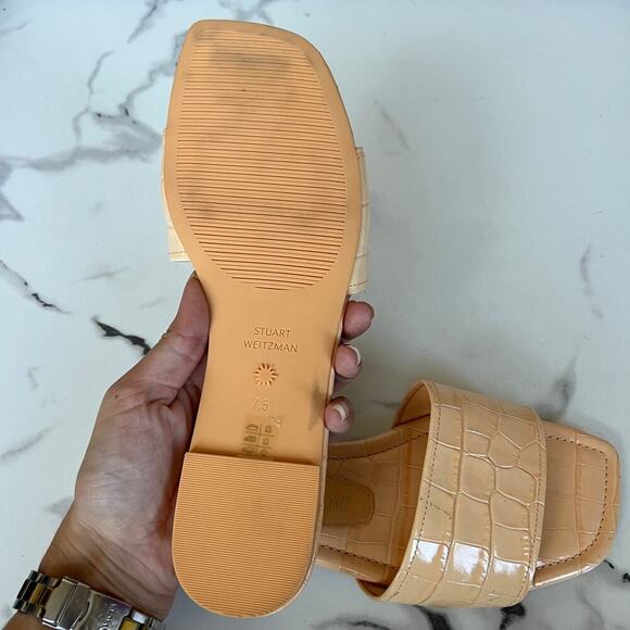 Stuart Weitzman Summer Slide Sandal in Mango Size 7.5 - Picture 7 of 8